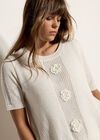 Floral Knit Layered Top, White, large