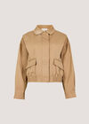 Pleat Detail Bomber Jacket, Stone, large