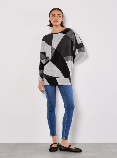Geo Colour Block Knitted Top