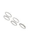 Fine Rhinestone Stacking Rings, Light Grey - Silver, large