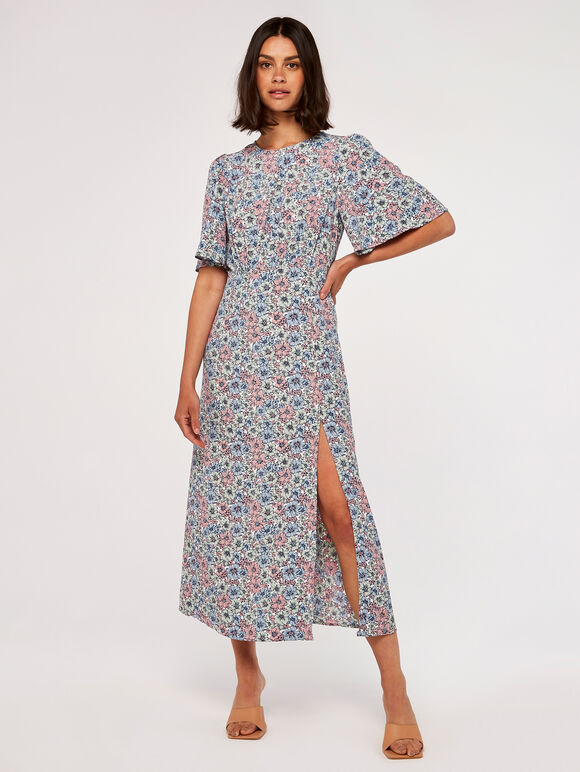 Floral Midi Dress, Pink, large