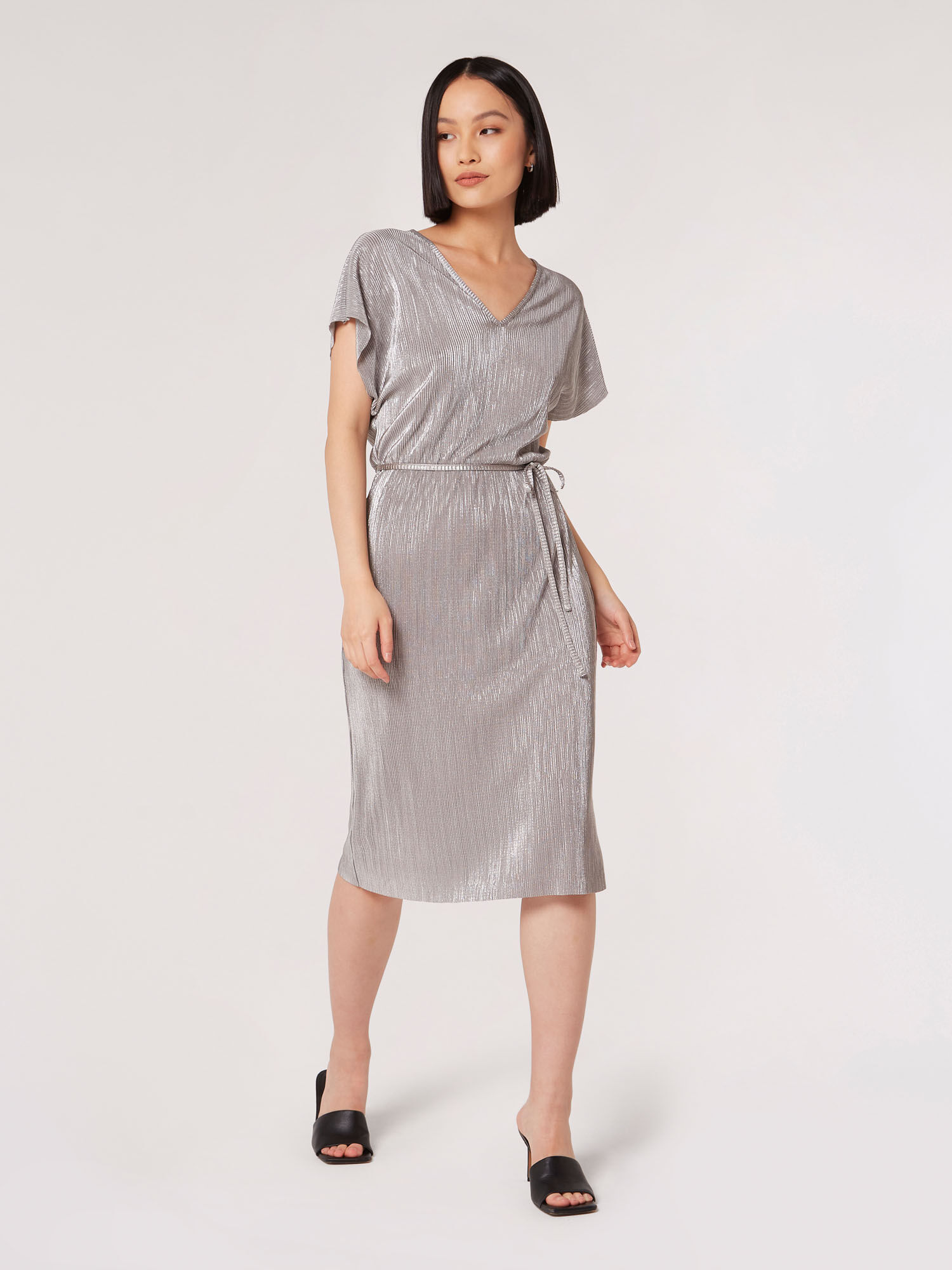Silver plisse hot sale dress