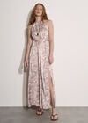 Paisley Print Satin Maxi Dress, Pink, large
