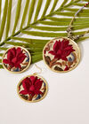 Embroidered Circle Necklace, Red, large