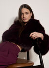 Luxe Faux Fur Short Jacket, Burgundy, large