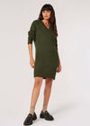 Ribbed Knit Jumper Mini Dress, Green, large