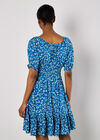 Sarasa Floral Bardot Mini Dress, Blue, large