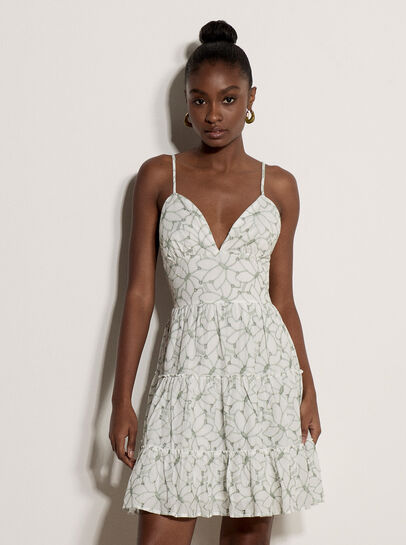 Cotton Floral Embroidered Cami Mini Dress