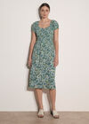 Watercolour Floral Milkmaid Midi Dress, Aqua - Turquoise, large
