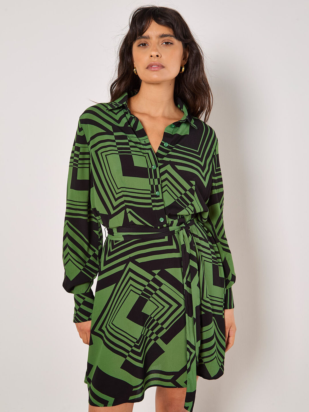 Geo Squares Shirt Mini Dress