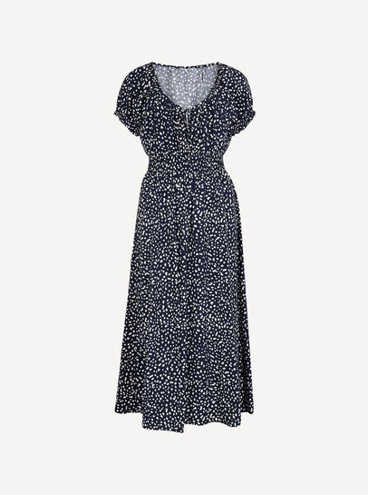 Spot Print Milkmaid Midi Dress
