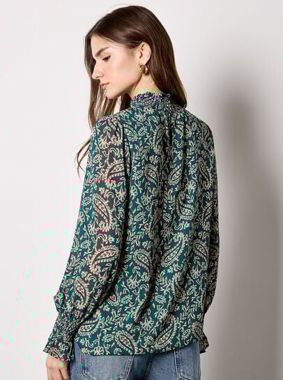 Paisley Print Chiffon Top