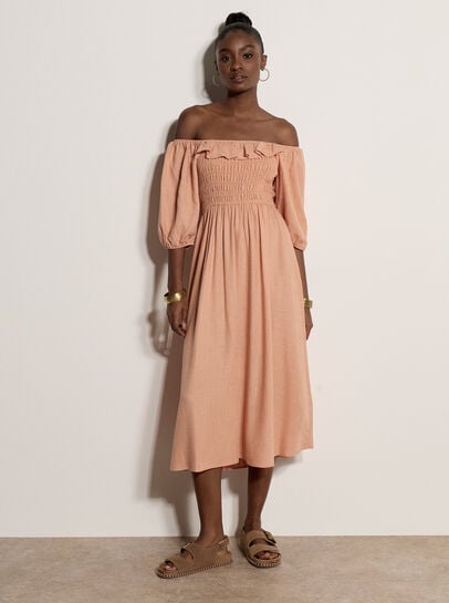 Smocked Bardot Maxi Dress