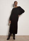 Ribbed Knit A-Line Maxi Skirt, Black, large