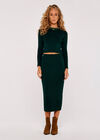 Ribbed Knit Cropped Top, Green, large