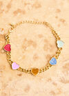 24K Gold Plated Colour Heart Bracelet, Gold, large