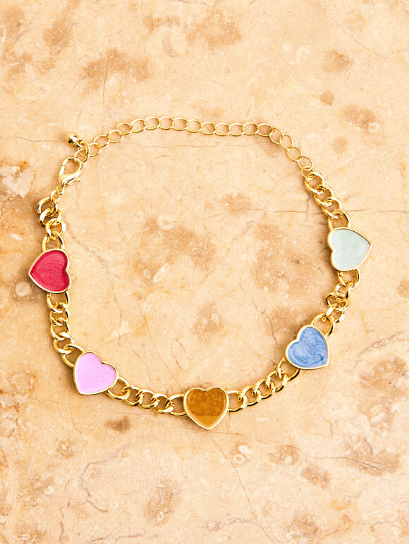 24K Gold Plated Colour Heart Bracelet, Gold, large