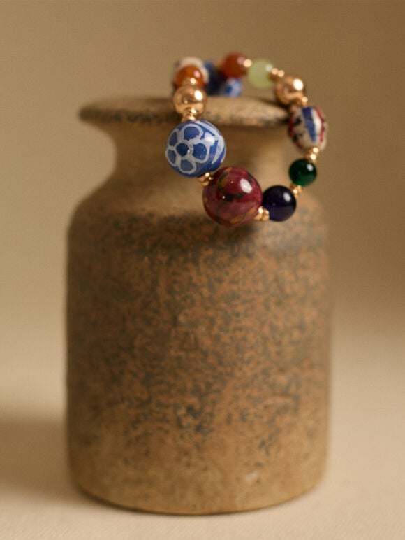 Multi Stone Beaded Bracelet, Blue, large