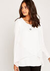 Cream Cross Over Jersey Top, Cream, large