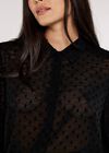 Dobby Bell Sleeve Shirt, Black, large