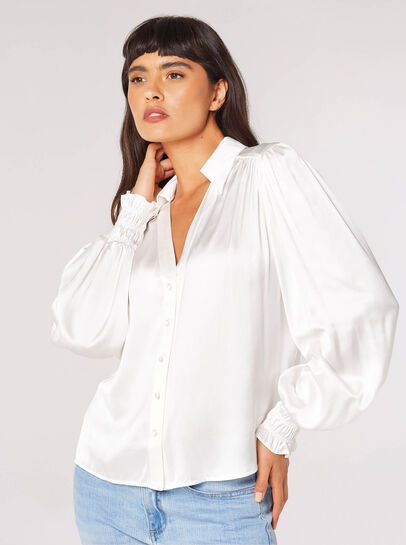 Balloon Sleeve Satin Shirt