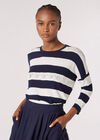 Jacquard Heart Lightweight Stripe Jumper, Navy, large