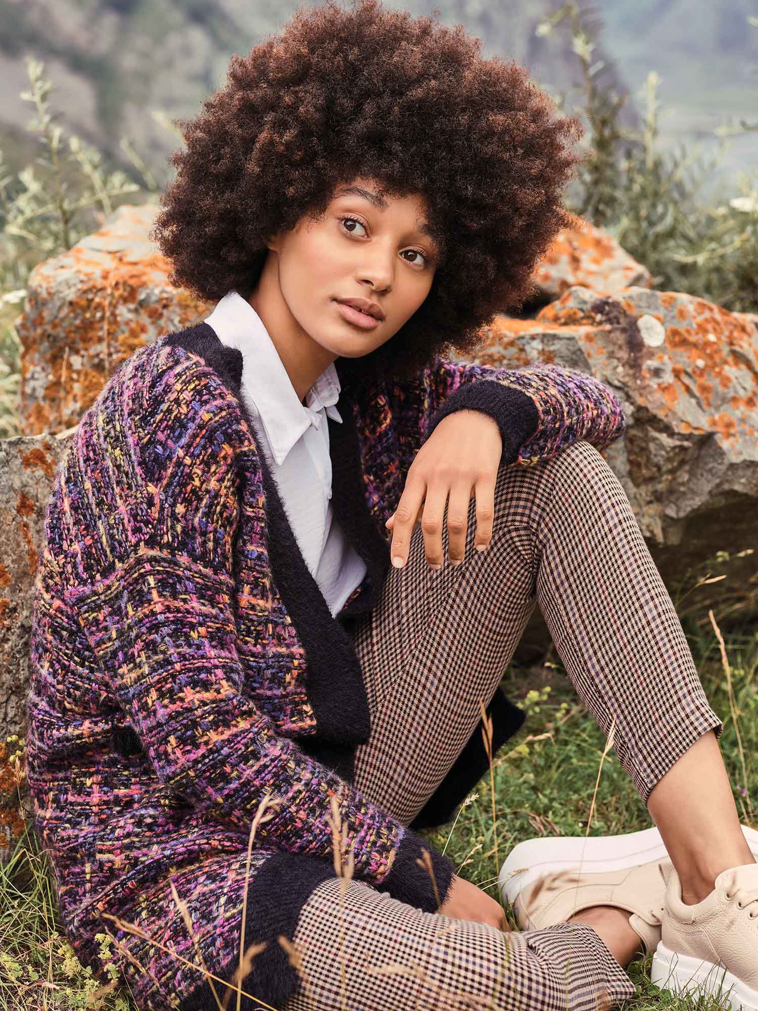 Crosshatch Multicolour Cardigan Apricot Clothing