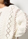 Pointelle Knit Lace Up Jumper, Cream, large