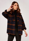 Pocket Plaid Shacket, Navy, large