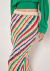 Hand Crocheted Stripe Midi Skirt, Stone, large