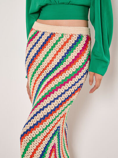 Hand Crocheted Stripe Midi Skirt