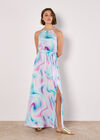 Pastel Swirl Satin Maxi Dress, Mint, large