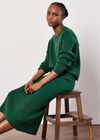 Fine Knit Cable Midi Skirt, Green, large
