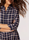 Check Print Shirt Mini Dress, Navy, large