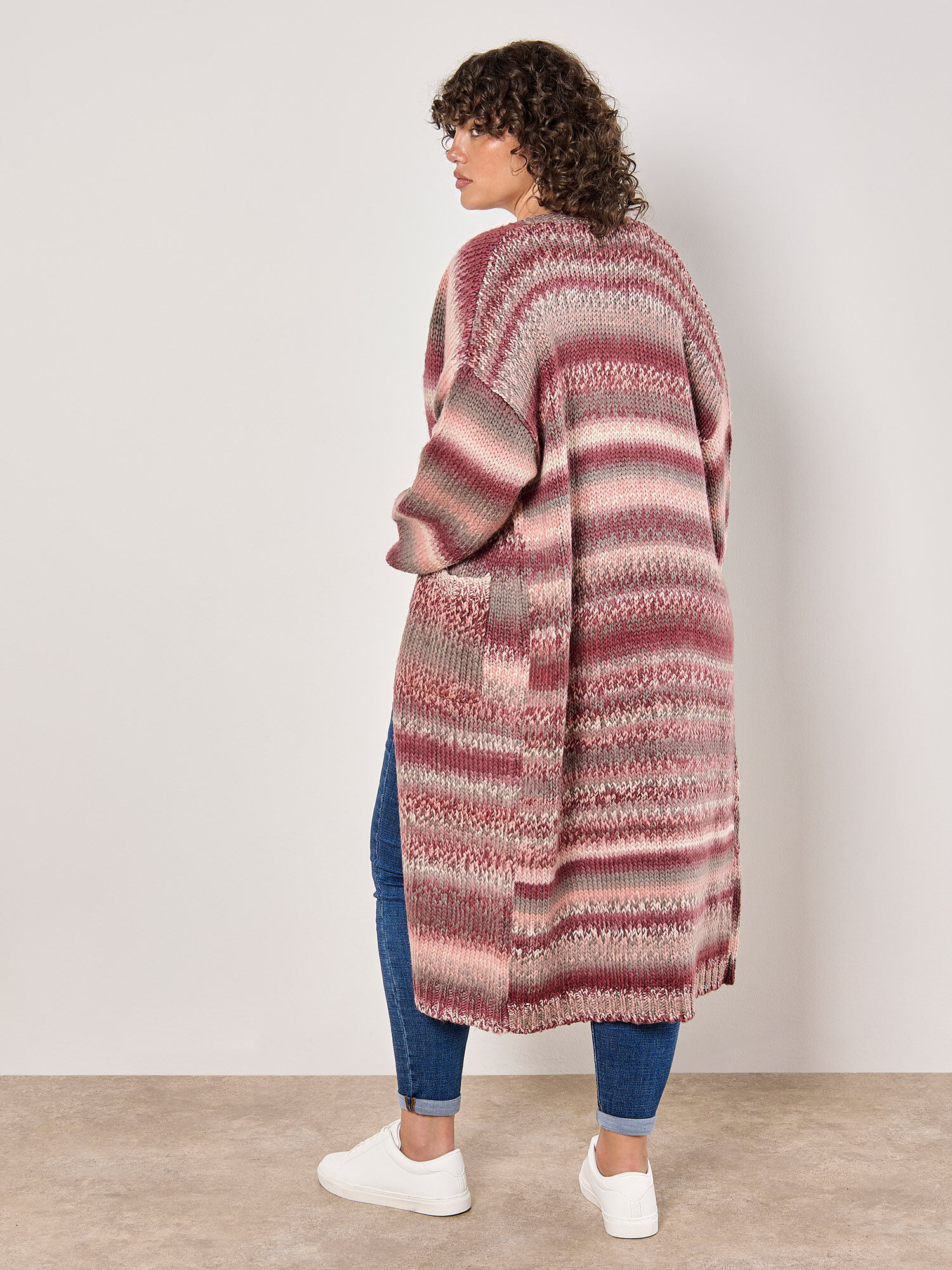Curve Ombre Chunky Knit Cardigan | Apricot Clothing