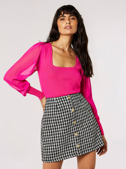 Chiffon Sleeve Knitted Jumper