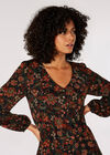 Boho Floral Print Maxi Dress, Black, large