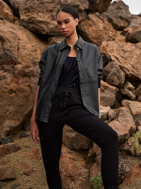 Leather Look Shirt Jacket