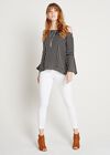 Stripe Bardot Blouse, Black, large