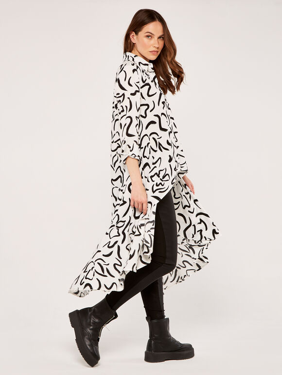 Abstract Print Shirt, White, large