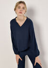 Soft Textured Top, Navy, large
