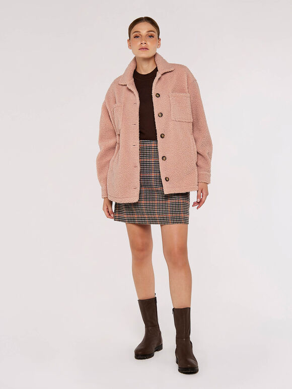 Teddy Borg Shacket, Pink, large