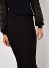 Ribbed Knit Maxi Skirt, Black, large