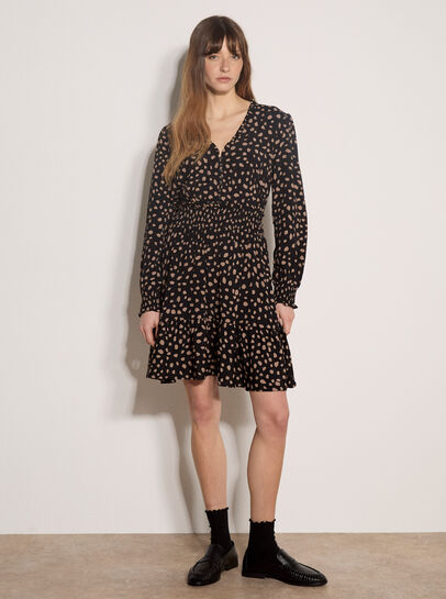 Irregular Spot Crepe Mini Dress