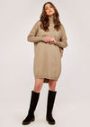 Roll Neck Knit Jumper Dress, Stone, large