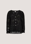 Embroidered Daisies Lace Blouse, Black, large