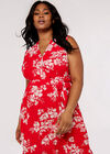 Curve Graphic Floral Wrap Dress, Red, large