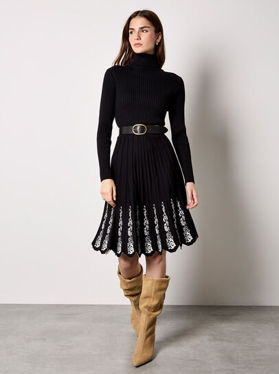 Filigree Pattern Knitted Midi Dress