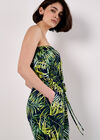 Bandeau Leaf Wide Leg Jumpsuit, Navy, large