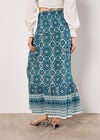 Batik Print Smocked Maxi Skirt, Blue, large